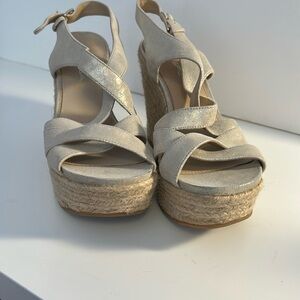 Via Spiga Metallic Wedge Sandals